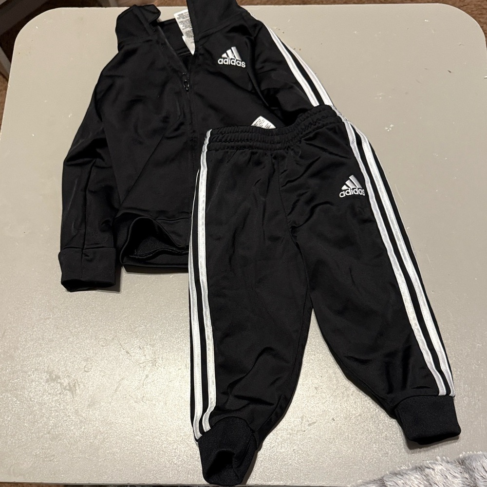 Adidas Kids Black Sweatpants & Jacket Set